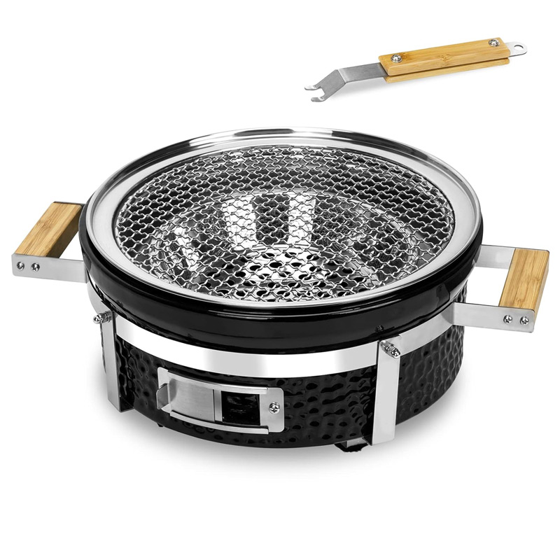 Charcoal-BBQ-Grill-Hibachi-Grill-with-Grid-Lifter,-Rectangular-Portable-Grill-with-Stainless-Steel-Griill-Grate,-BBQ-Grill-for-Outdoor-Camping-Picnic-Patio-Backyard-Cooking