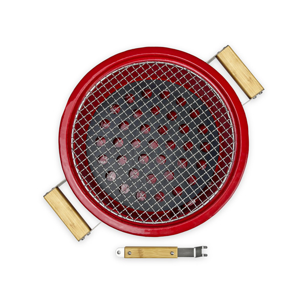 Charcoal-BBQ-Grill-round Hibachi-Grill-with-Grid-Lifter Japanese grill ceramic cook manufactory supplier (5)